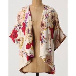 Anthropologie Silk Floral Kimono